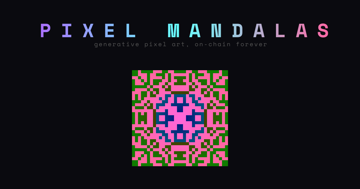 Pixel Mandalas — generative pixel art, on-chain forever
